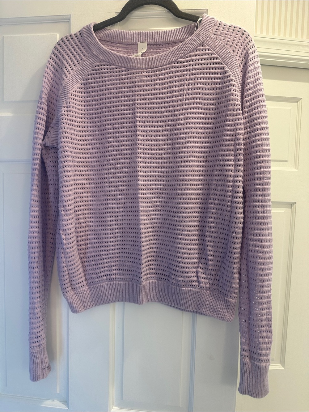 lululemon athletica Lavender Open-Knit Crewneck Sweater with thumb holes